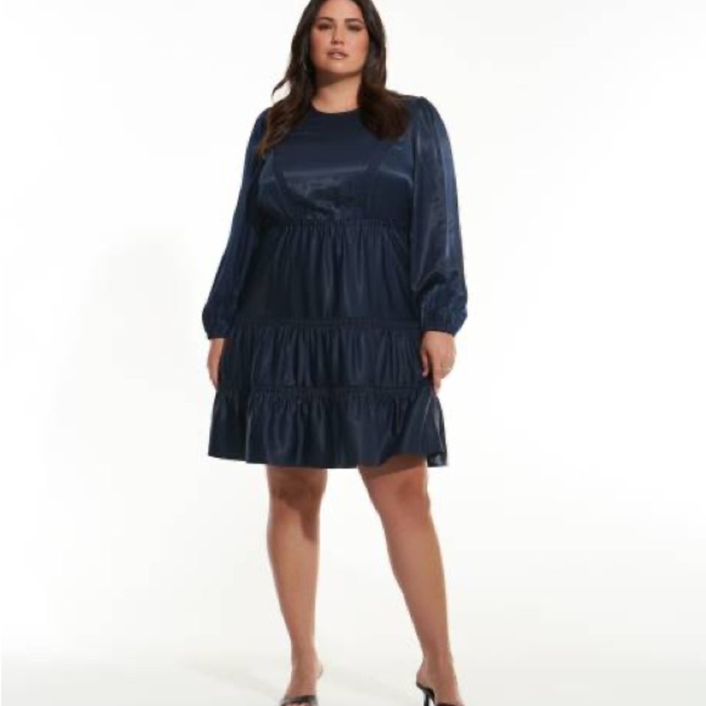 Addition Elle Navy Long Sleeve Dress